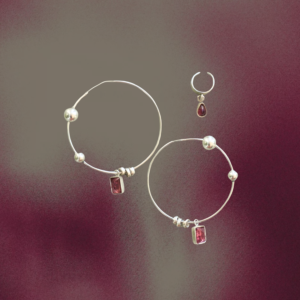 N2 - Pink Turmaline Hoops with Earcuff